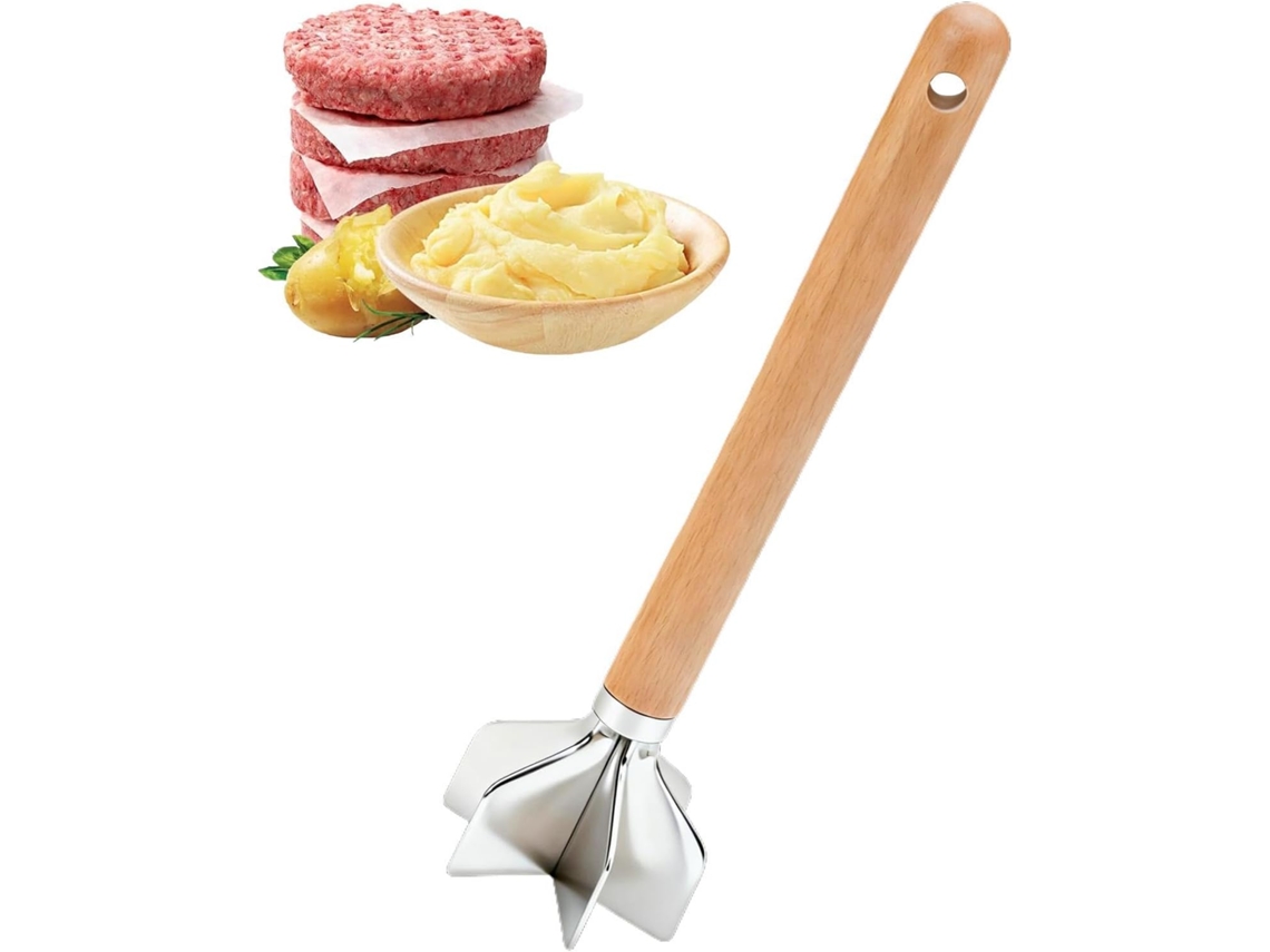 Moedor De Carne E Alimentos Com Cabo Madeira