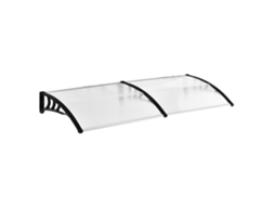 Marquise Para Porta E Janela Policarbonato, Alumínio, Plástico Pp Cor Transparente E Preto 195x75x23cm Outsunny