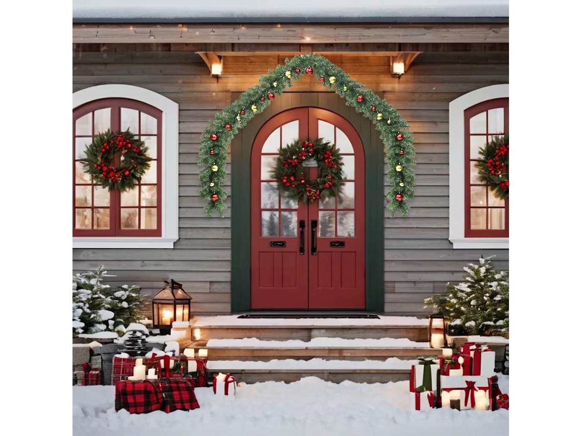 Vidaxl Grinalda De Natal Decorada Com Enfeites E Luzes Led 5 M