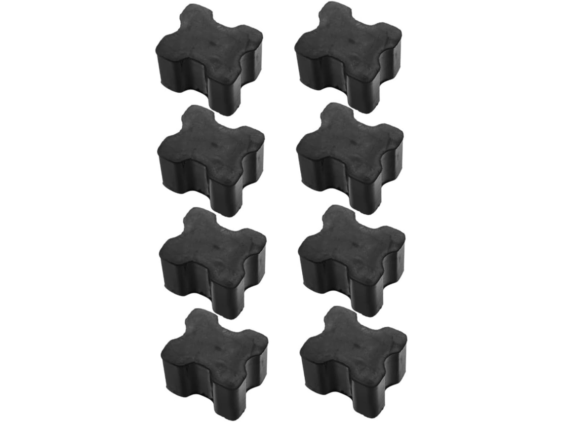 Conjunto de 8 espaçadores de borracha Preta para melhor absorção de impacto e suspensão.