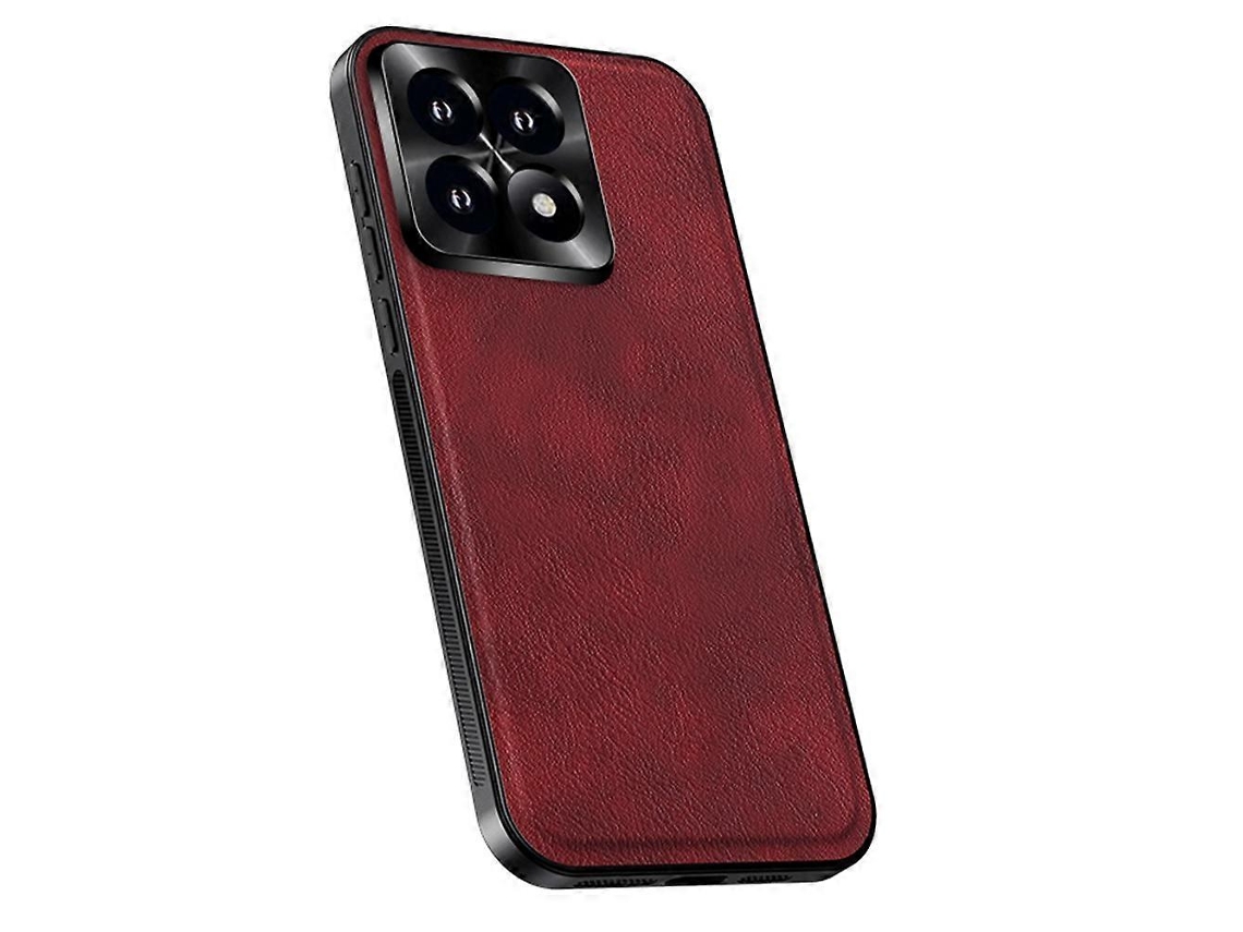 Capa Traseira De Pu Tpu Pc Tkdaddy Para Xiaomi 14t Pro Com Armação De Lente De Metal, Cor Vinho Tinto