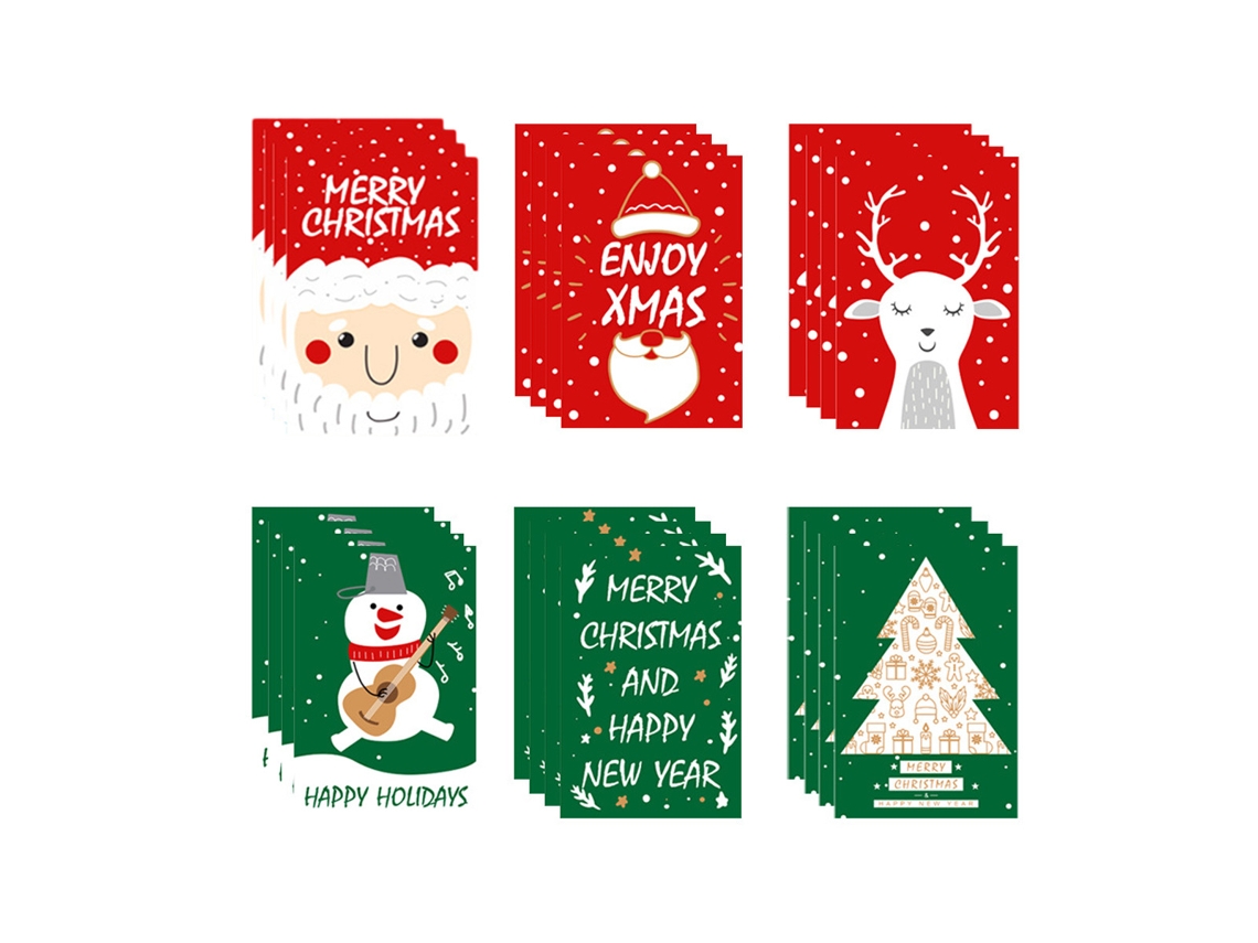 Conjunto de 24 Cartões de Natal Cartões de Saudação com Envelopes e Adesivos NEVEANCE