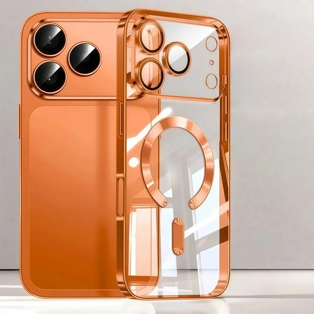 Capa Magsafe Eletrorevestida Para Iphone (iphone 17 Pro Laranja)