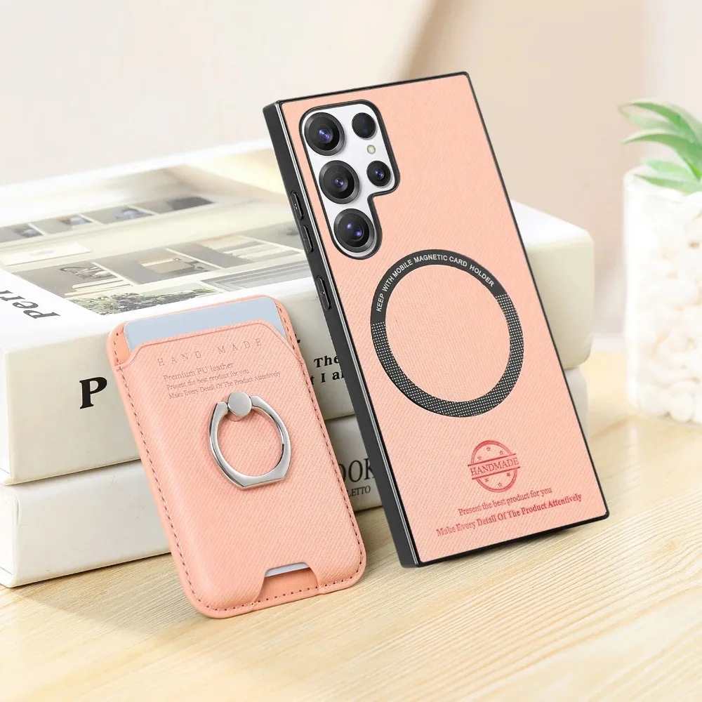 (rosa, Samsung A35 5g) Capa De Celular De Luxo Em Couro Com Compartimento Para Cartões E Função De Carteira Magnética.