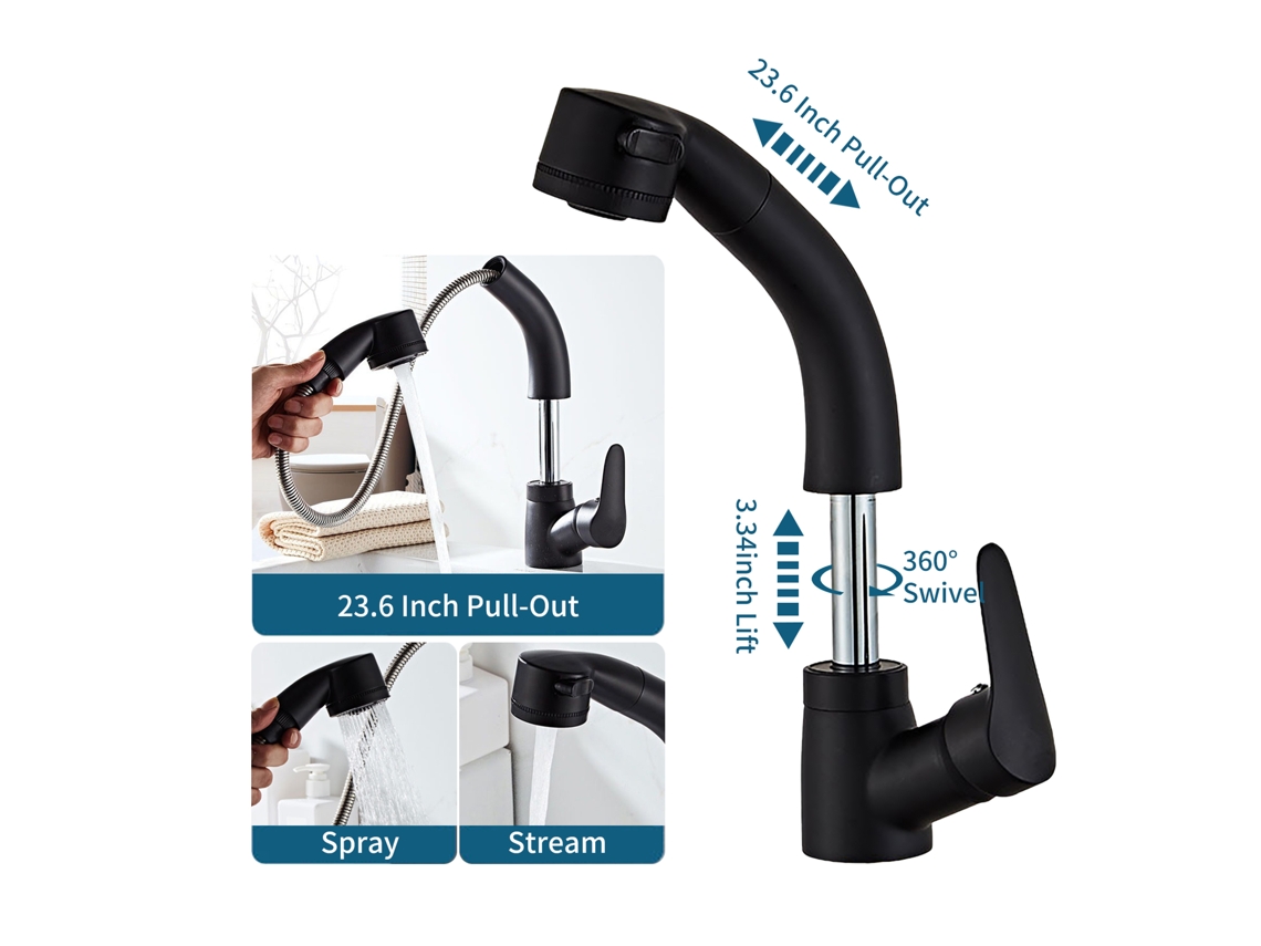 Torneira de Cozinha com Mangueira Extraível 23,6" S/MARCA
