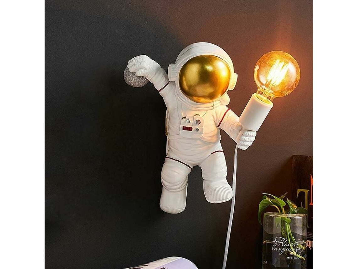 KOFIHETY Lâmpada De Parede Infantil Com Interruptor E Tomada, Luz De Parede Moderna, Luminária De Cabeceira, Luz Noturna Com Tema Astronauta Para Meninos E Men