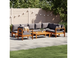 6 Pcs Conjunto De Sofá De Jardim Com Almofadas Acácia Maciça Dkd Home Decor