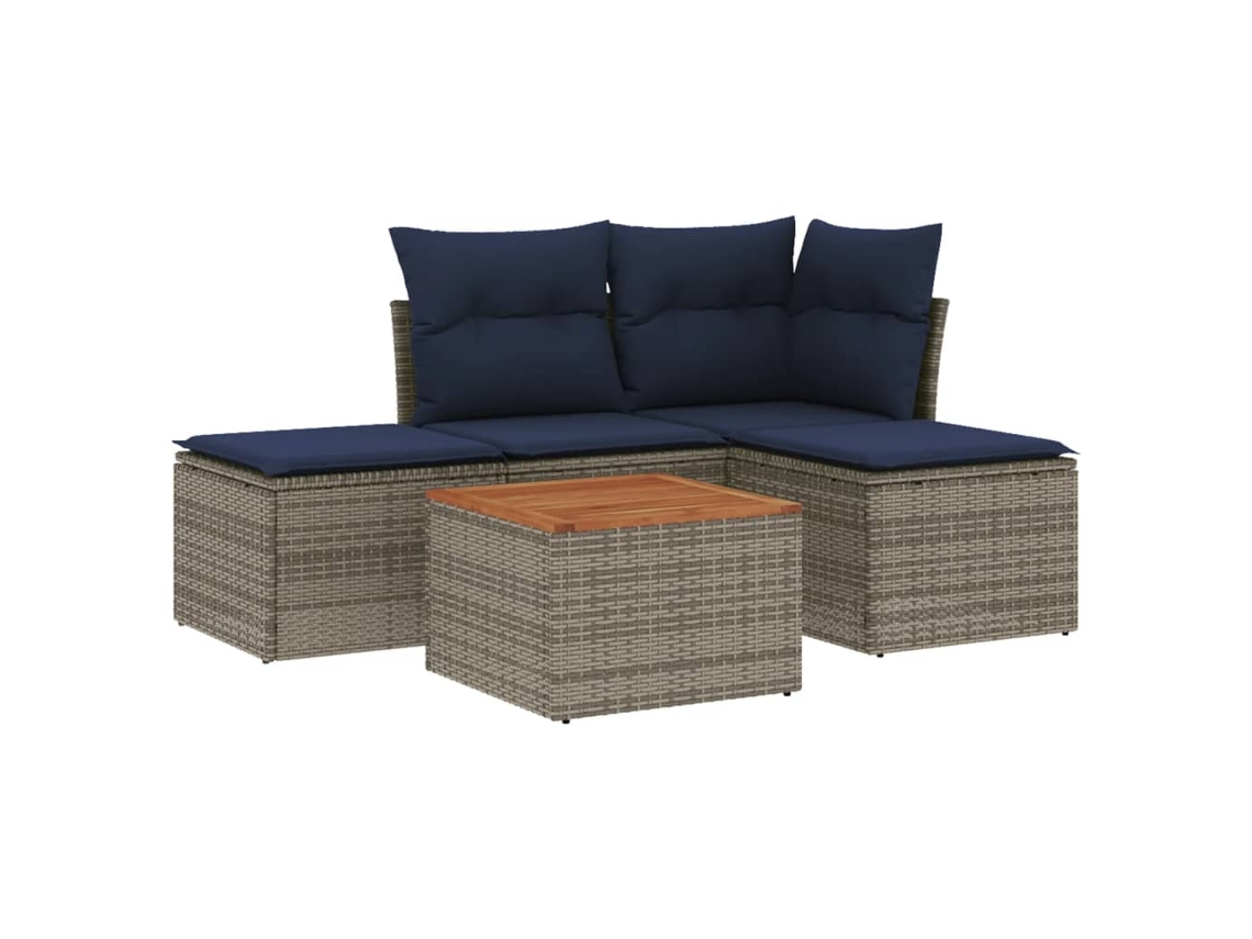 Conjunto de Sofá de Jardim, 5 Peças, Almofadas, Rattan Cinza MAISON EXCLUSIVE