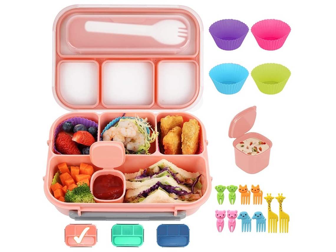 Conjunto de Lancheira em Plástico Bento Lancheira com Compartimentos Lancheira Escolar Rosa MISSCA