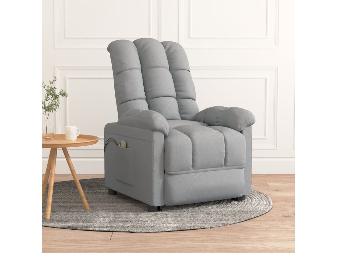 Vidaxl Poltrona De Massagens Elétrica Tecido Cinzento-claro