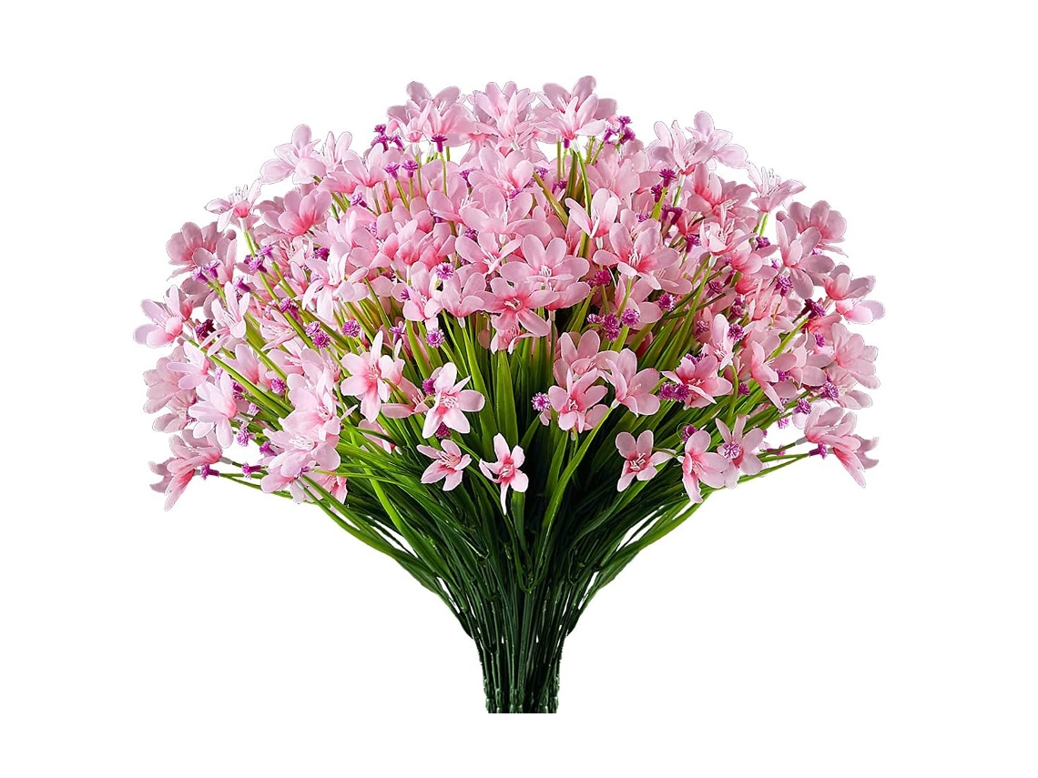 Maços De Flores Artificiais Para Exterior, Resistentes Aos Raios Uv, Sem Desbotamento, Plantas De Plástico Falso Para Jardim, Varanda Ou Caixa De Ja