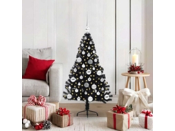 Vidaxl Árvore De Natal Artificial Pré-iluminada Preto 120 Cm Pvc