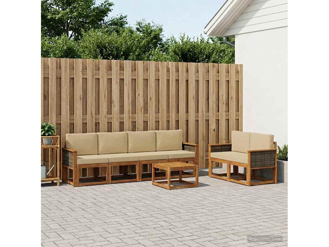 Vidaxl Conjunto De Sofás Para Exterior 6 Unid. Natural