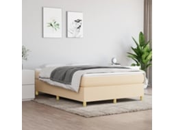 Estrutura De Cama Sem Colchão 140x190 Cm Tecido Cor Creme