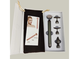 (preto Com Caixa) Rolo Facial 4 Em 1, Rolo Vibratório De Jade Com Cristal De Apatita Rosa