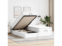 Vidaxl Estrutura De Cama Otomana Com Colchão Branco Couro Falso