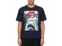 Rockinstone Jaws Movie Worn Japanese Poster Navy Adult T-shirt Size:s