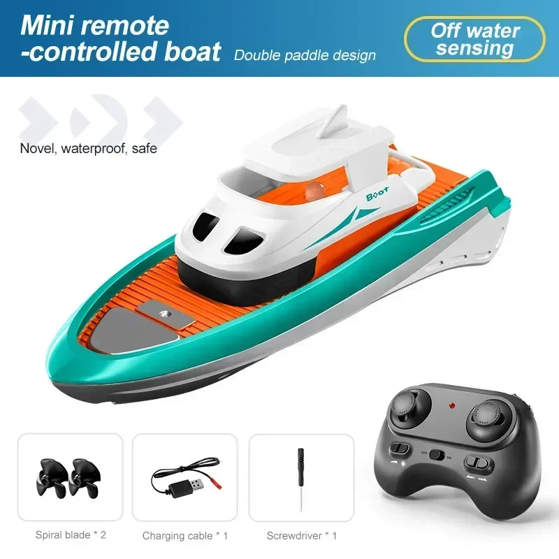 Mini Lancha de Controle Remoto, Hélice Dupla, Brinquedo Elétrico para Água, Banheira de Piscina MDUG (verde)