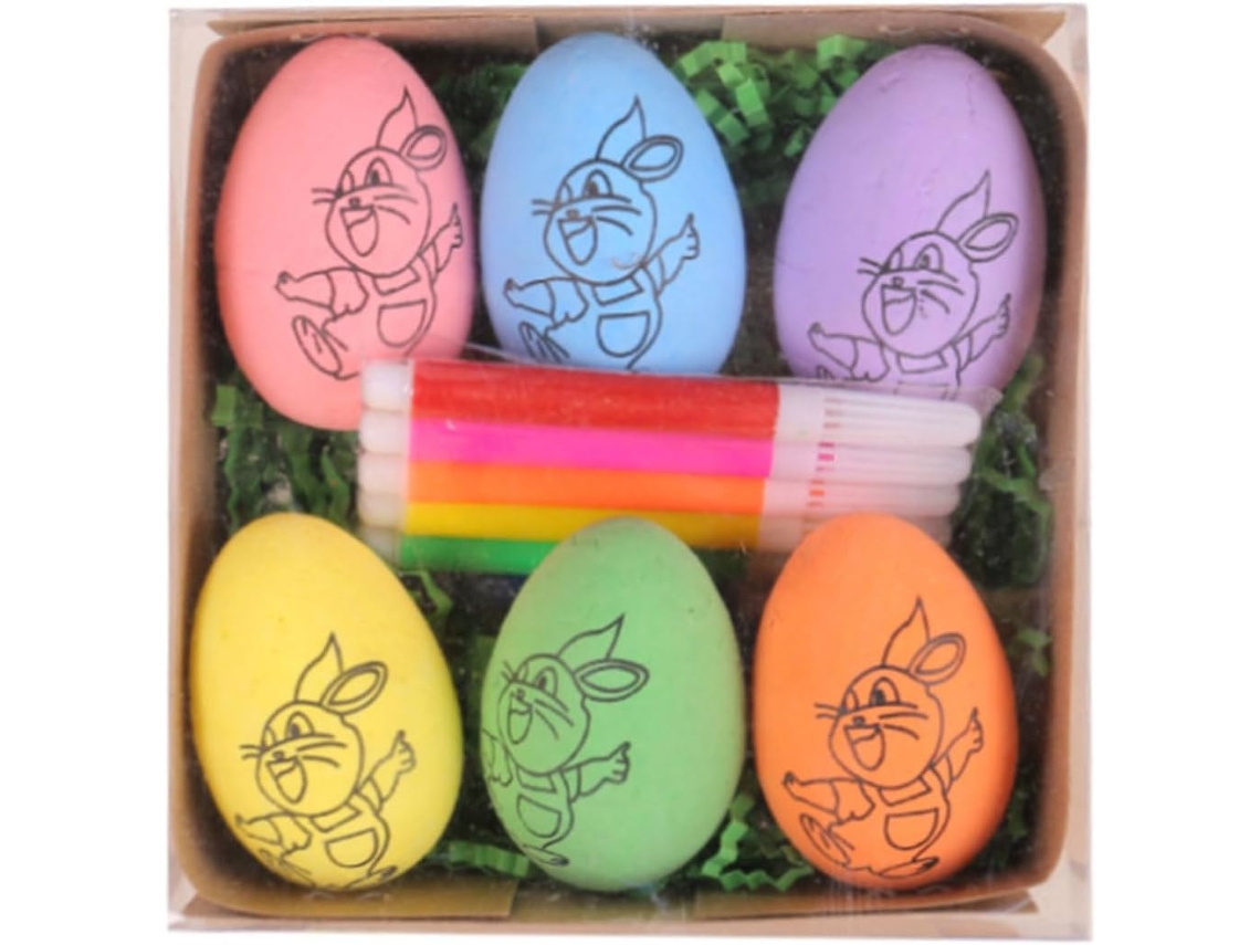 Conjunto De 6 Ovos De Páscoa Para Desenhar, 6 Marcadores Pintados À