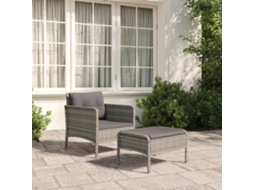Vidaxl 2 Pcs Conjunto Lounge De Jardim C/ Almofadões Vime Pe Cinzento