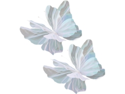 Decorações De Borboletas Gigantes (2 Peças), Borboletas Artificiais De Tule Branco Iridescente, Decoração Para