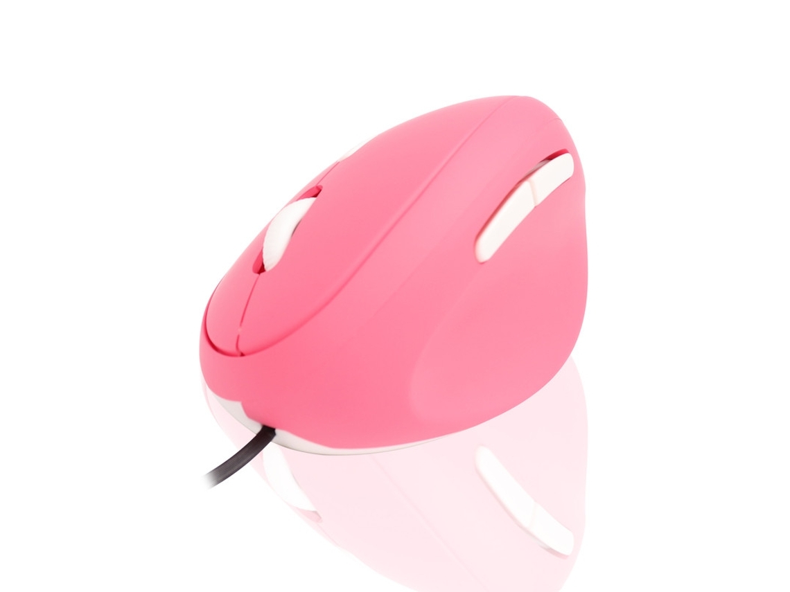 Rato Com Fio Ergonómico Rosa