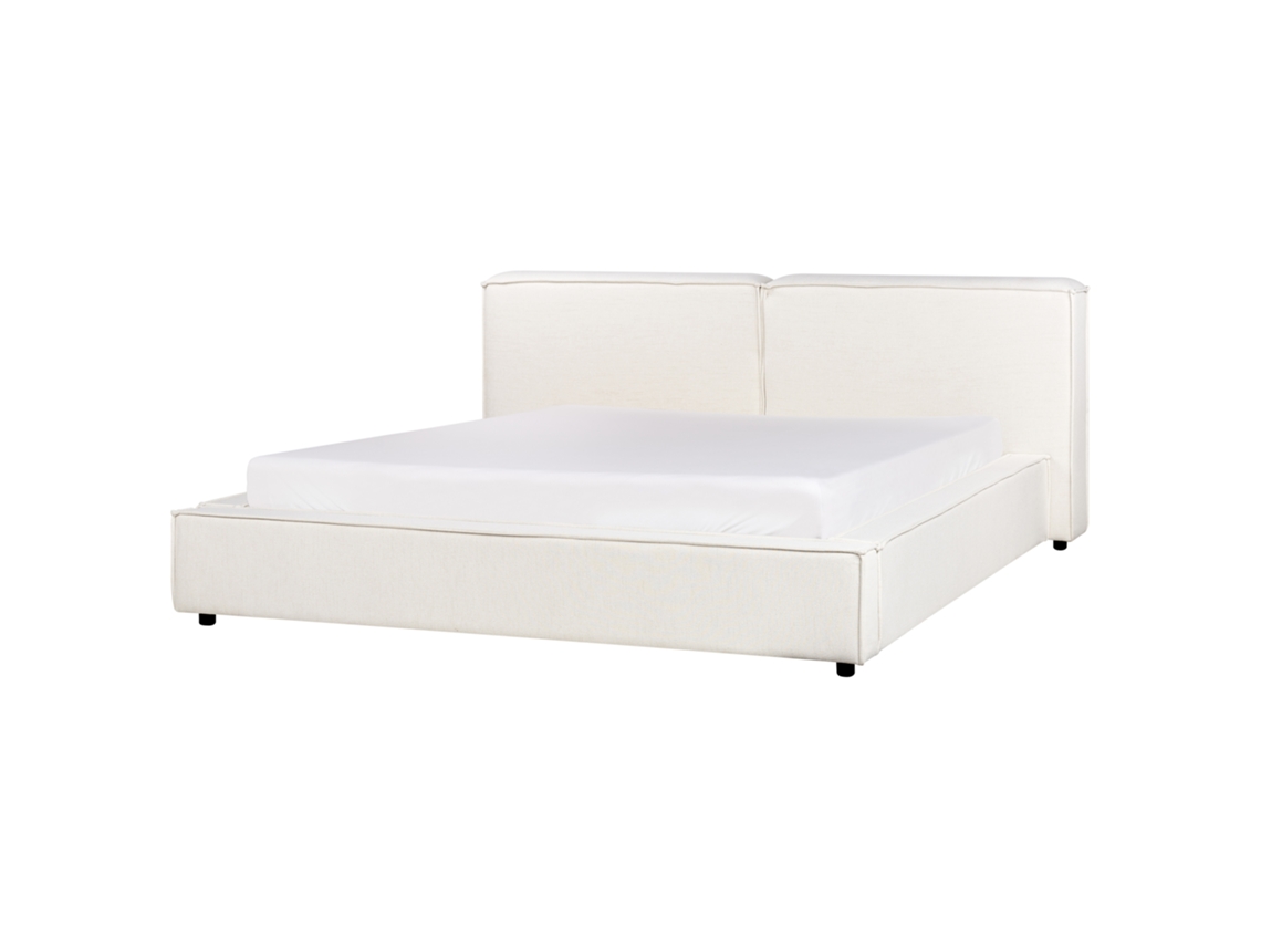 Cama Beliani Linards De Tela Blanco 230x242x94