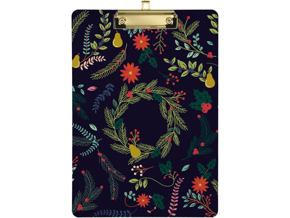 Porta almofadas Dentais Transparente com Estampa Floral Natalina para Professores. 31,8 X 22,9 0,3 Cm