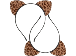 Tiara com orelhas de leopardo para meninas, conjunto de 2 peças.