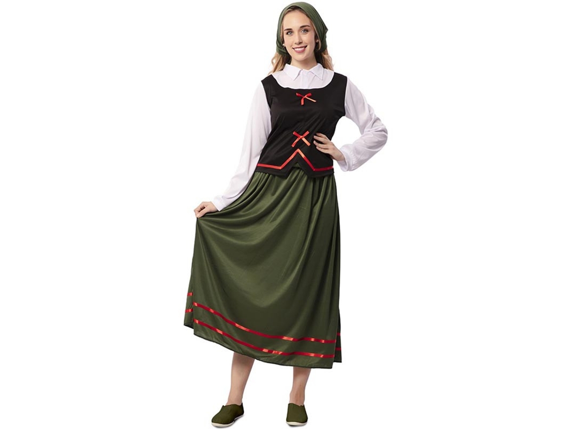 Fato de pastora verde com lenço para mulher