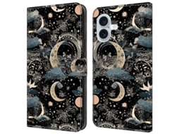 Capa Em Couro Pu Com Suporte Para Apple Iphone 16 Plus - Lua