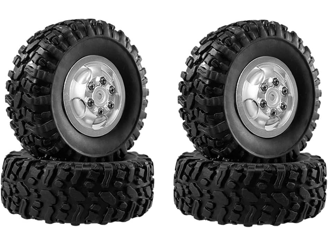 Rodas e Pneus Prateados para Carros RC SFUSHOS
