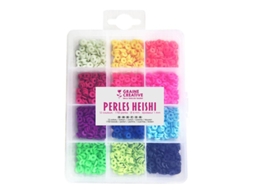 Caixa de Miçangas Heishi 12 Cores Neon Graine Créative