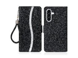 Capa De Celular De Couro Com Glitter Em Pó