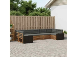 Vidaxl Conjunto De Sofás Para Exterior 7 Pcs Natural E Antracite