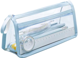 Estojo Transparente Para Lápis, Canetas E Outros Materiais Escolares Com Zíper Duplo, Ideal Maquiagem, Escola, Escritório Viagens. Aquaforge