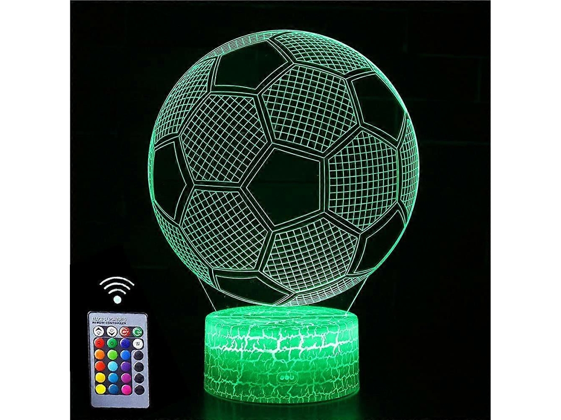 Rebe lâmpada Ilusão 3d, Luz Noturna com Mudança de Cor e Controle Inteligente por Toque (futebol)