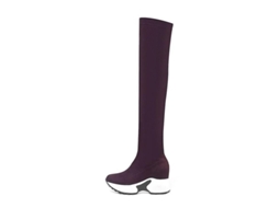 2026 botas de Mulher com Tecido Elástico, Ponta Redonda, Acima do Joelho e Salto de Cunha de 9 Cm