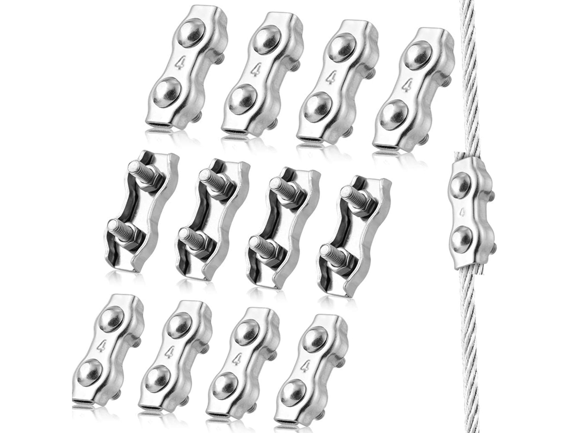 Conjunto De 12 Abraçadeiras Cabo Duplex M4 Em Aço Inoxidável 304, Compatíveis Com Varal Roupas, Toldo E Fixação Varandas.-aquaforge