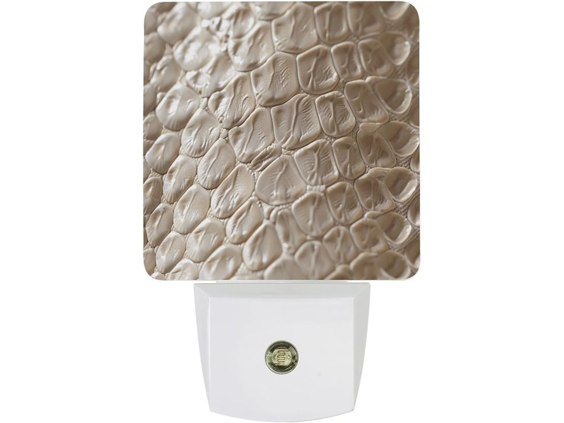 Luminária de parede com plugue, estampa de pele de cobra, luz noturna de LED com sensor de luz, luz branca suave.