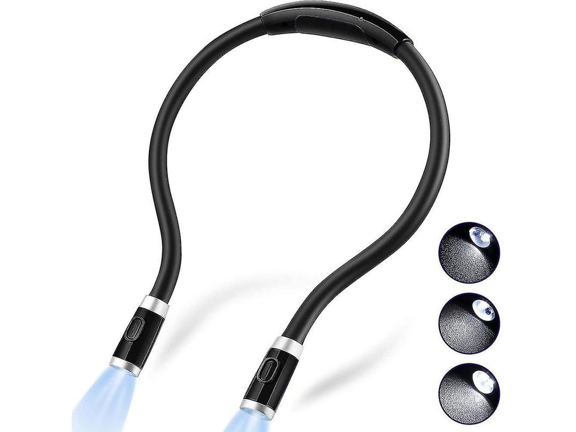 Luz De Livro Led Recarregável Com Pescoço Flexível, 4 Modos De Brilho, Portátil Para Leitura No Leito Negro