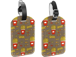 Conjunto De 2 Etiquetas Bagagem Em Imitação Couro Com Estampa Batatas Fritas E Molho Proteção Privacidade