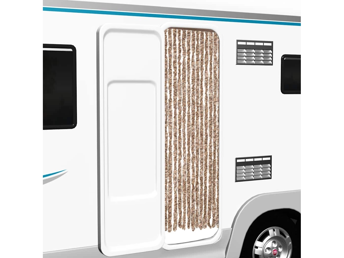 Vidaxl Cortina Anti-insetos 56x185 Cm Chenille Bege E Castanho-escuro