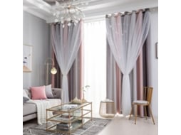 Cortinas Blackout Estrelas Duas Camadas para Quarto Infantil Menina Cinza 40x52 polegadas | S/MARCA