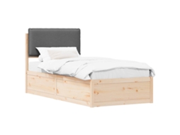 Estrutura de Cama com Cabeceira Estofada Cinza Escuro MAISON EXCLUSIVE