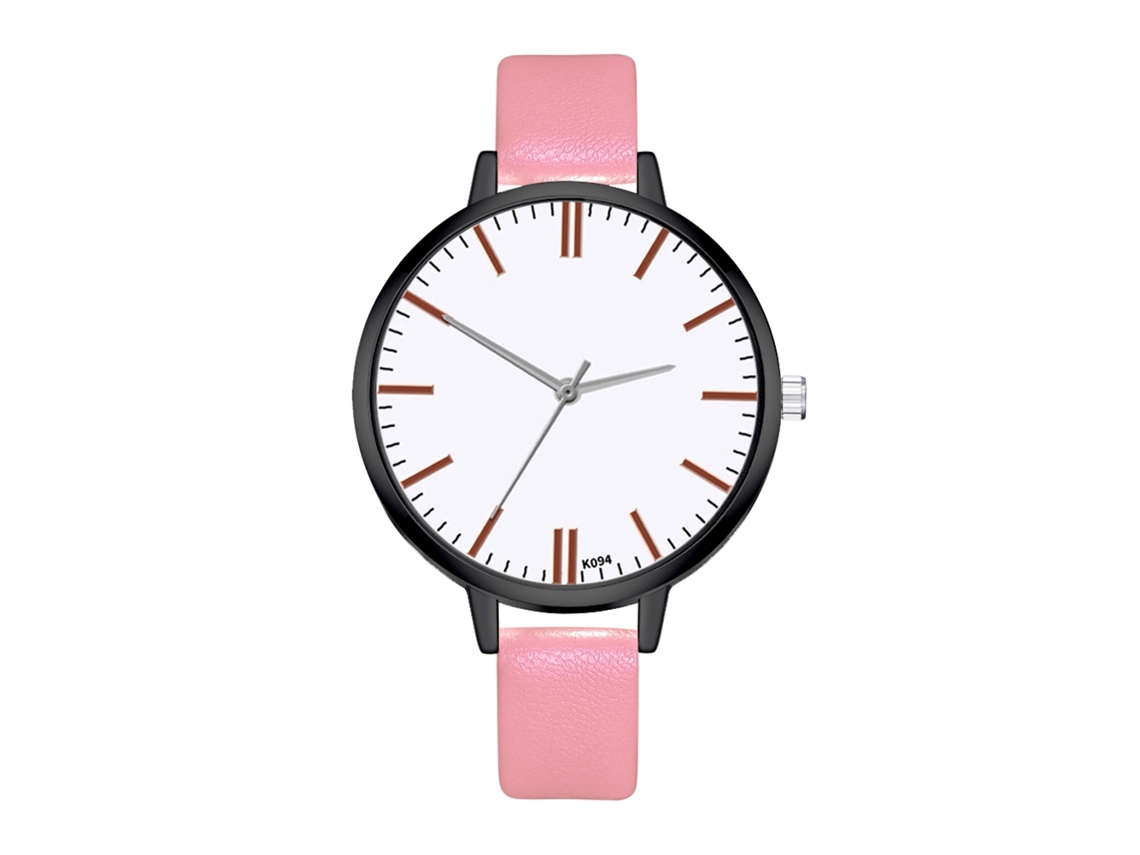 Relógio de Pulso Feminino Zhoulianfa Pulseira Pu Quartzo Delicado Rosa