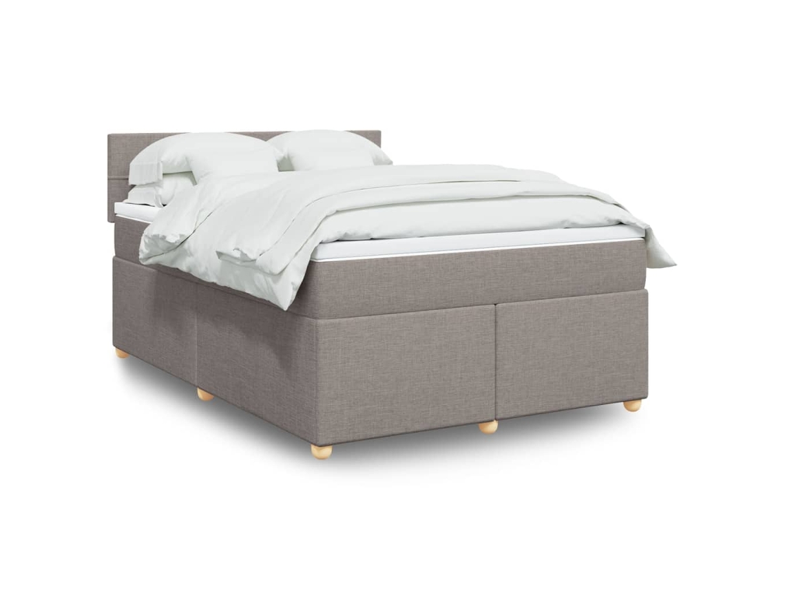 Vidaxl Cama Com Molas/colchão 140x190 Cm Tecido Castanho-acinzentado