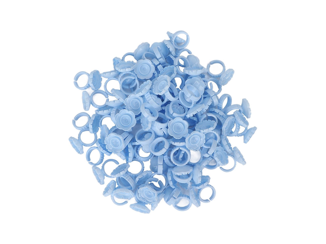 100pcs Anéis De Cola Flor Para Cílios Extensão Suporte De Cola Ferramenta Copo Azul