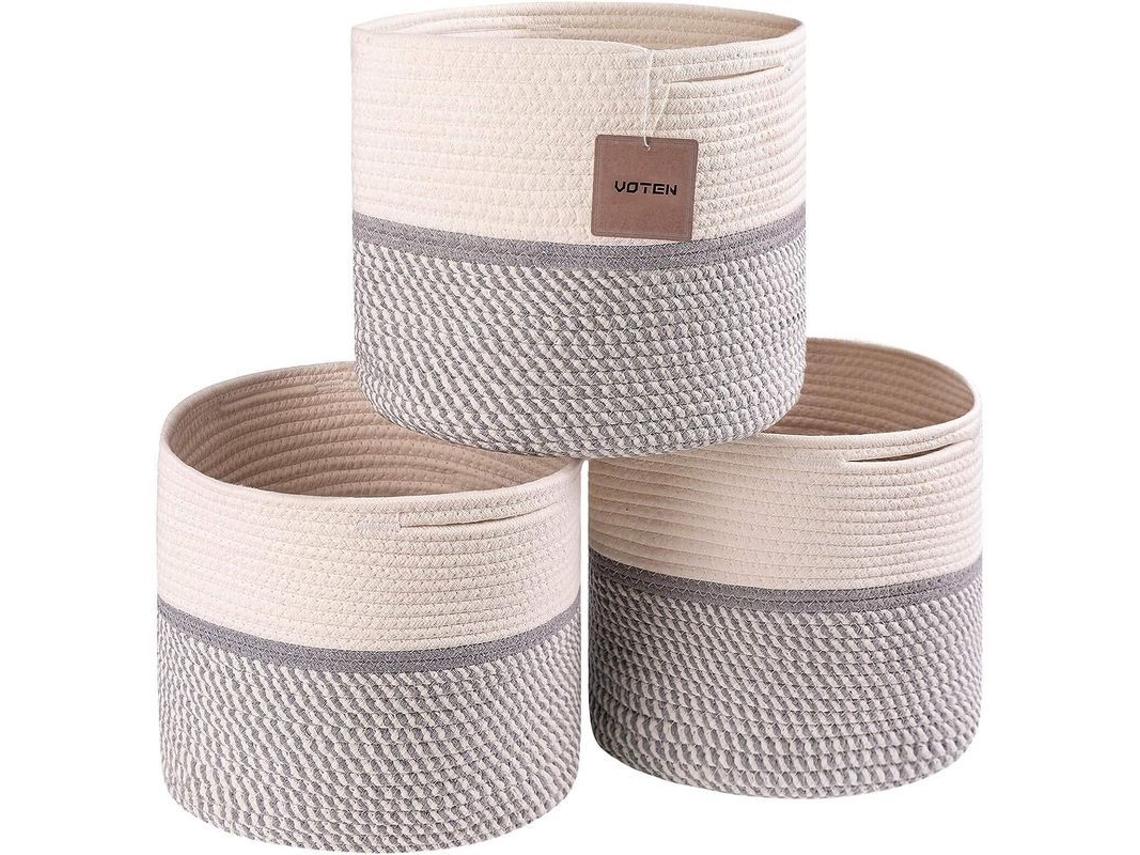 Cubos de Armazenamento Voten 11x11'' 3 Pacotes para Organizador de Cubos 12x12'' com Algodão Cinza S/MARCA