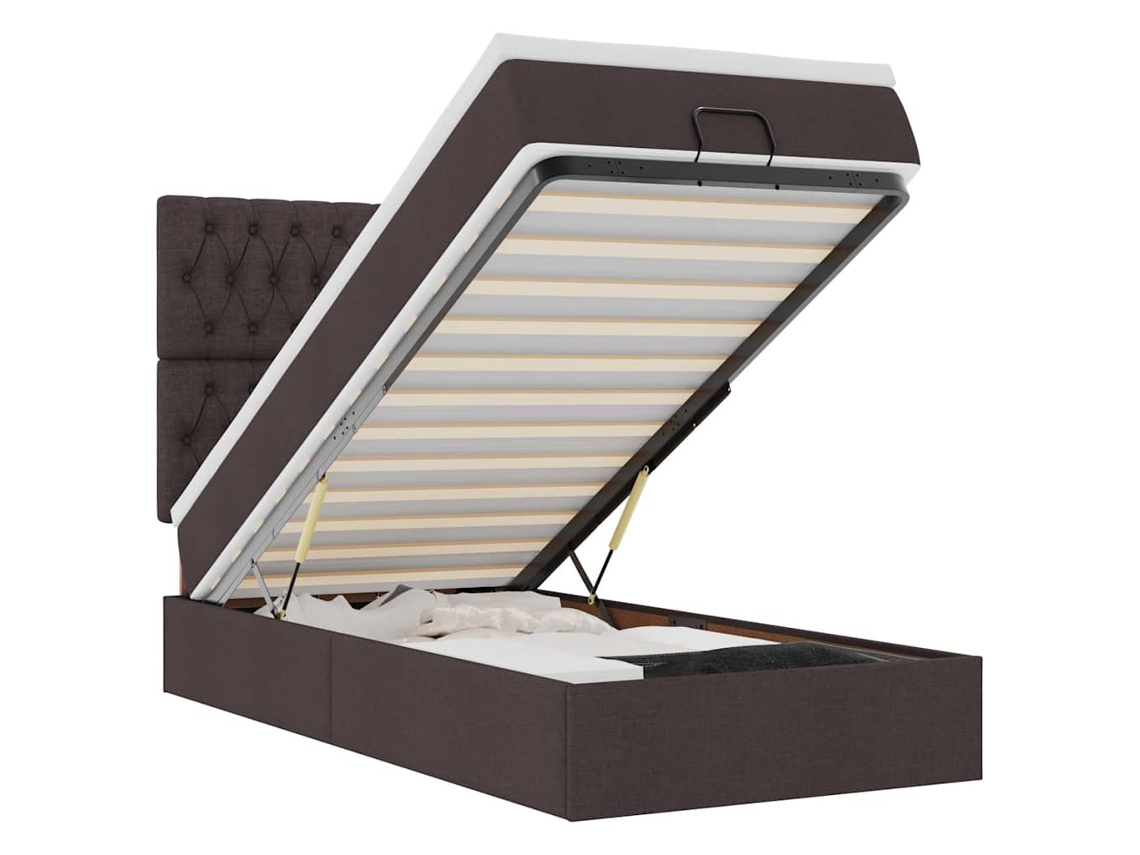 Cama Otomana com Colchão Leds Tecido Castanho Escuro MAISON EXCLUSIVE (90x200 cm)